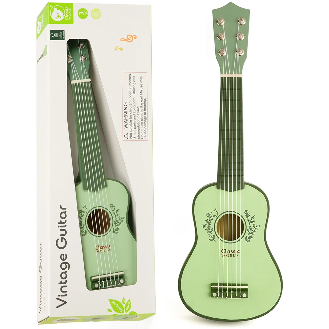CLASSIC WORLD Gitara dla Dzieci Drewniana Zabawka Edukacyjna