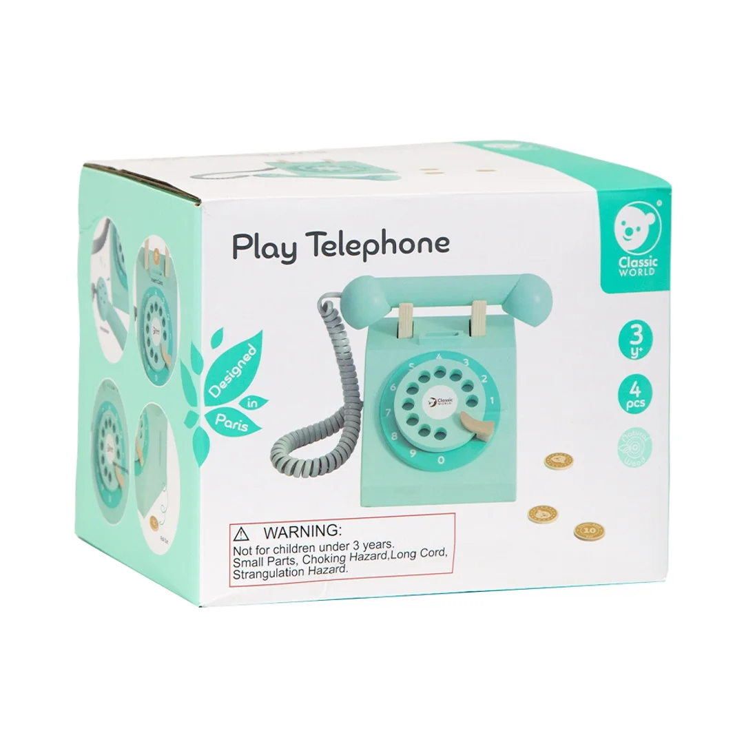 CLASSIC WORLD Klasyczny Drewniany Telefon dla