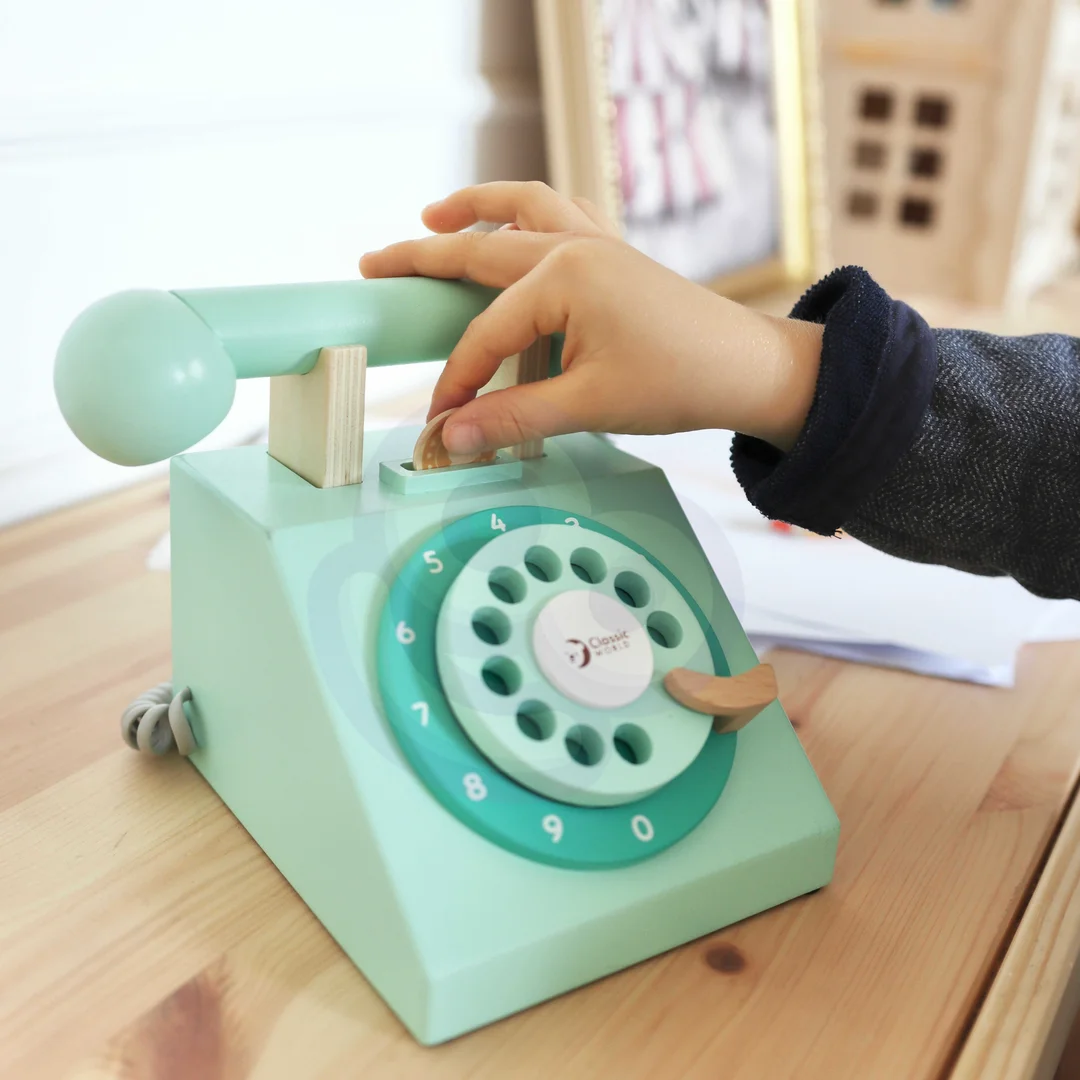 CLASSIC WORLD Klasyczny Drewniany Telefon dla