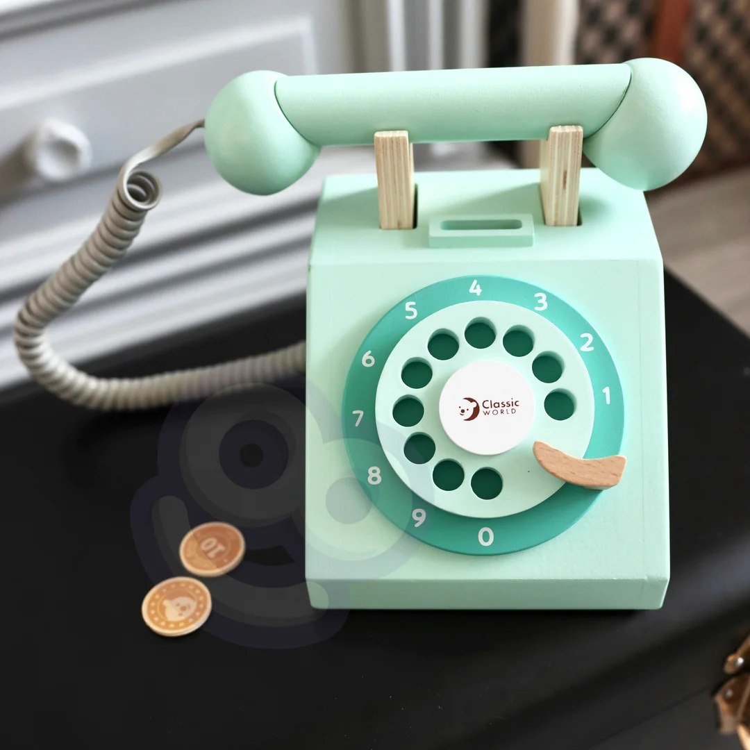 CLASSIC WORLD Klasyczny Drewniany Telefon dla