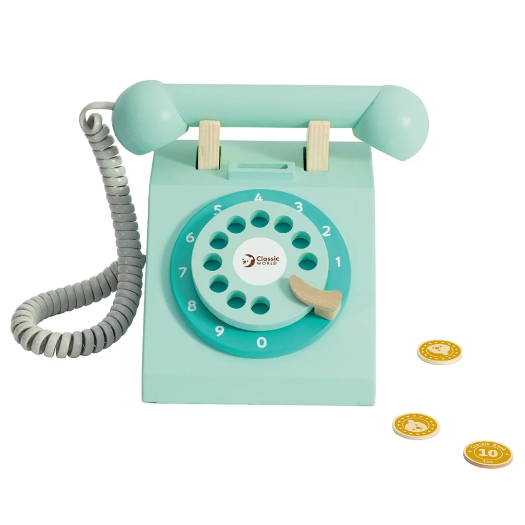 CLASSIC WORLD Klasyczny Drewniany Telefon dla