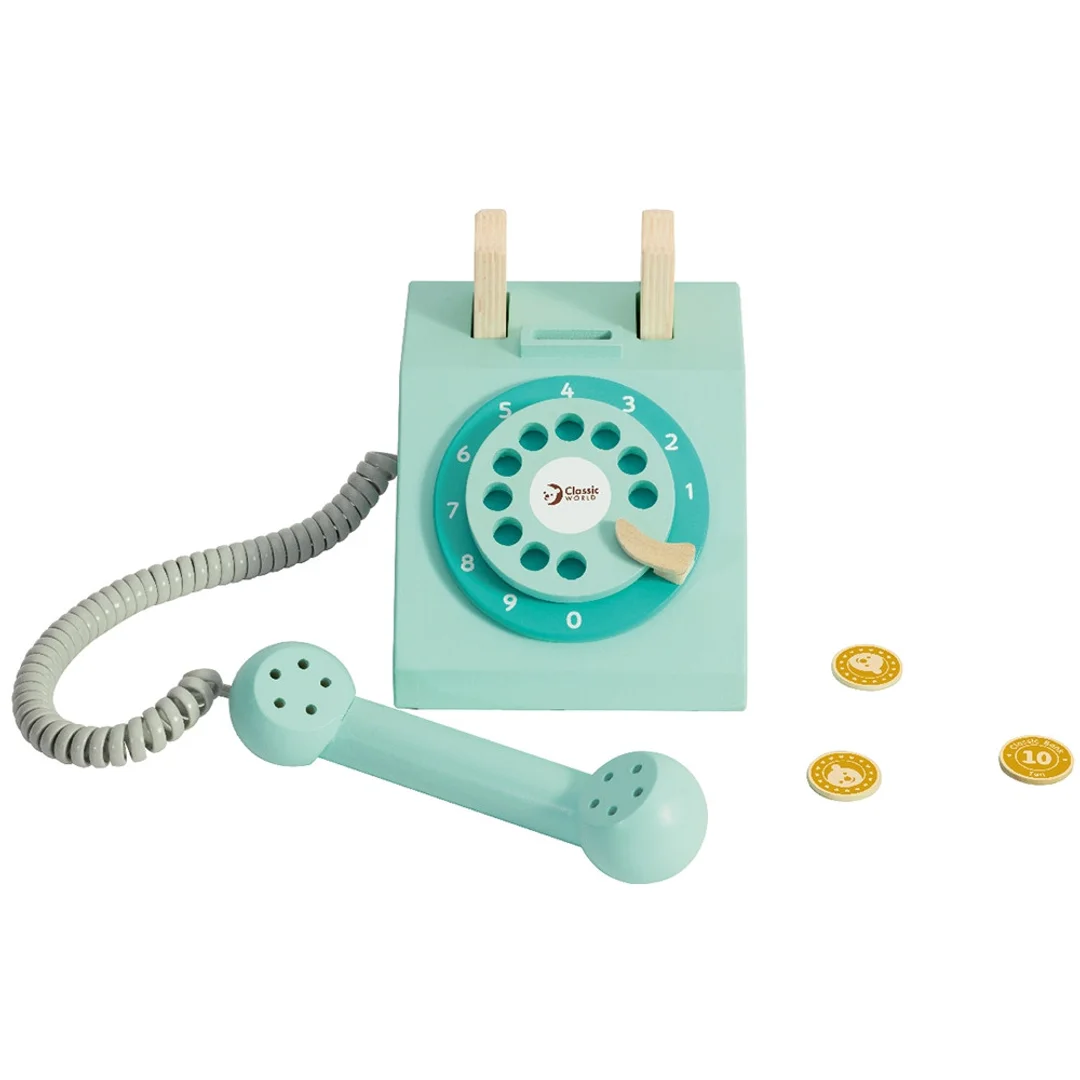 CLASSIC WORLD Klasyczny Drewniany Telefon dla