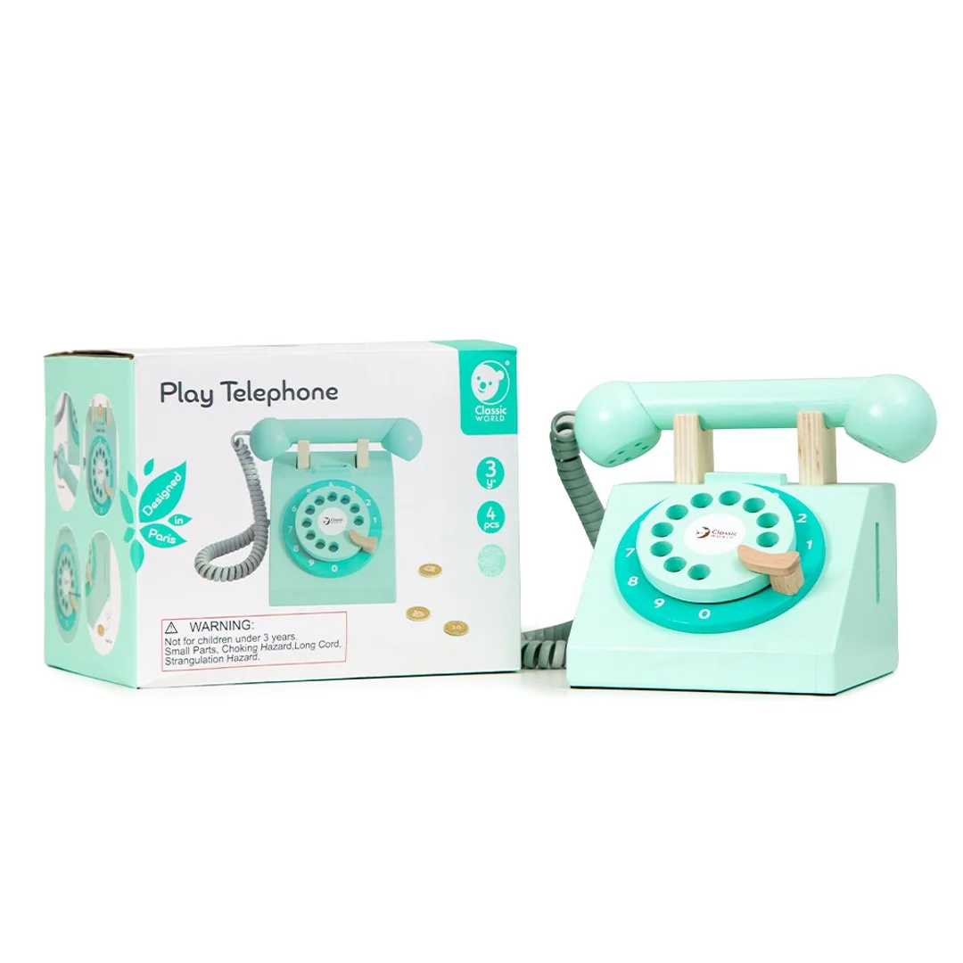 CLASSIC WORLD Klasyczny Drewniany Telefon dla