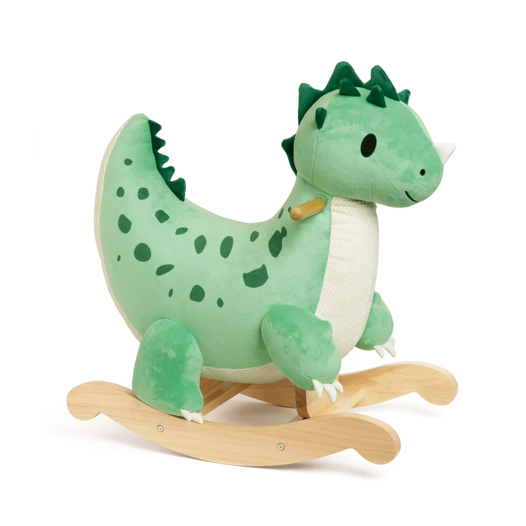 CLASSIC WORLD Miękki Pluszowo Drewniany Bujak Dinozaur na Biegunach