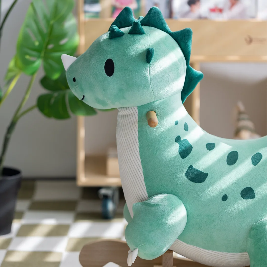 CLASSIC WORLD Miękki Pluszowo Drewniany Bujak Dinozaur na Biegunach