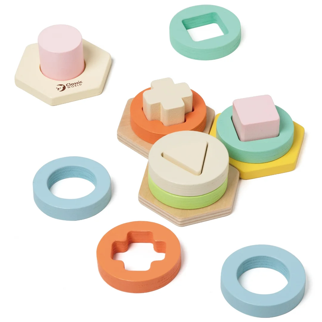 CLASSIC WORLD Sorter Montessori Kształtów i Kolorów Układanka Wieża