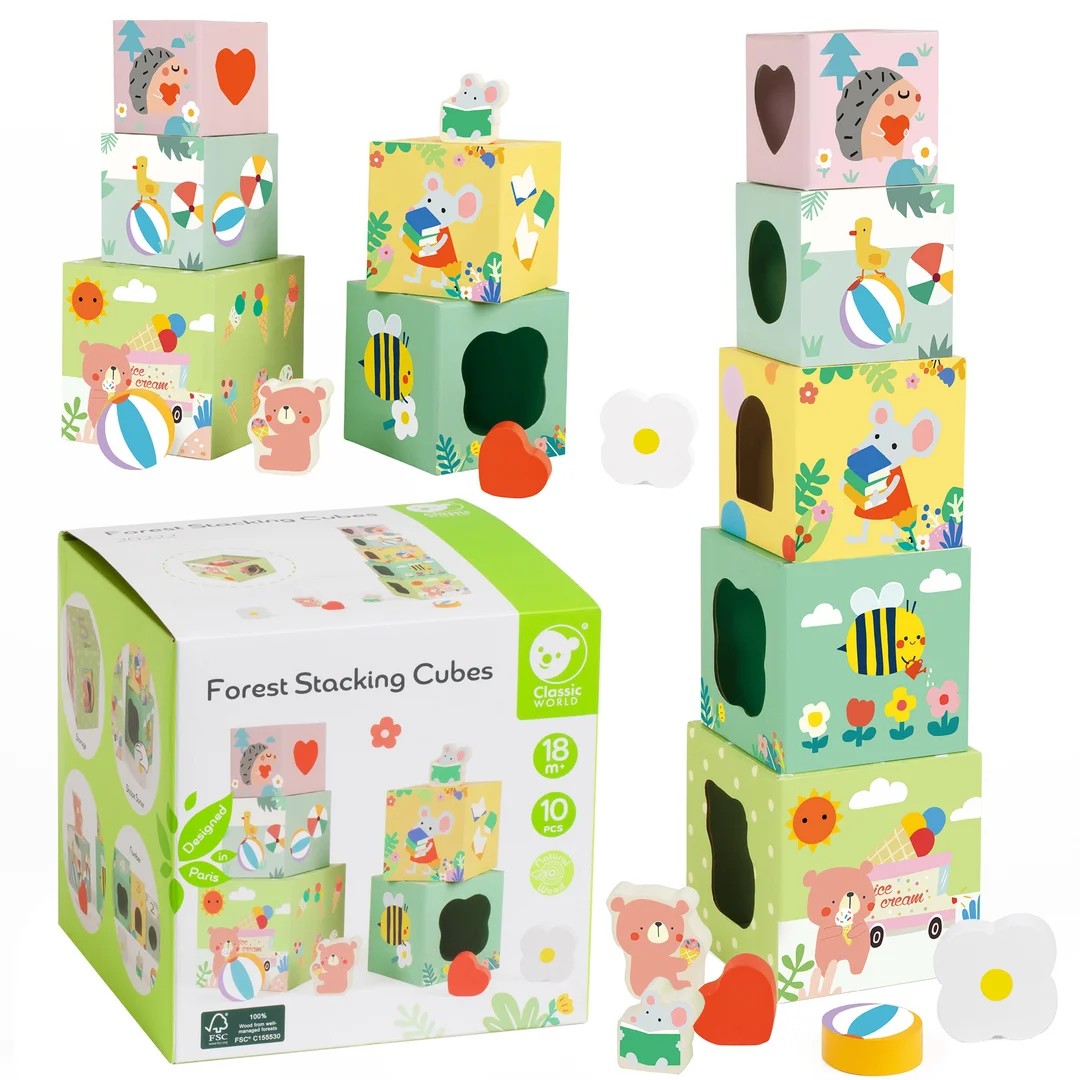 CLASSIC WORLD Układanka Kostki Box Leśna Piramidka FSC