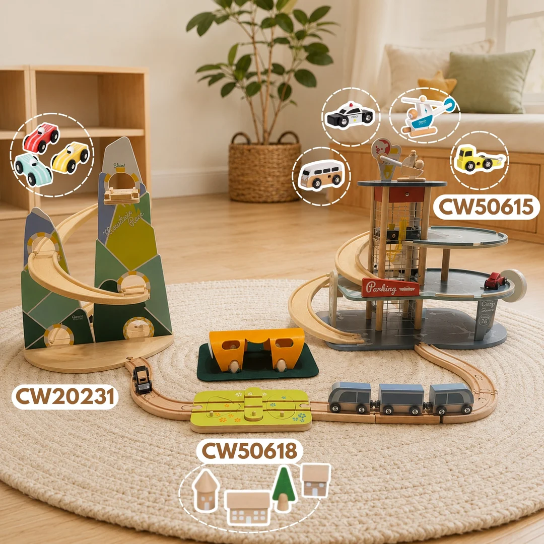 CLASSIC WORLD Wielopoziomowy Parking Auta Helikopter Dystybutor Myjnia