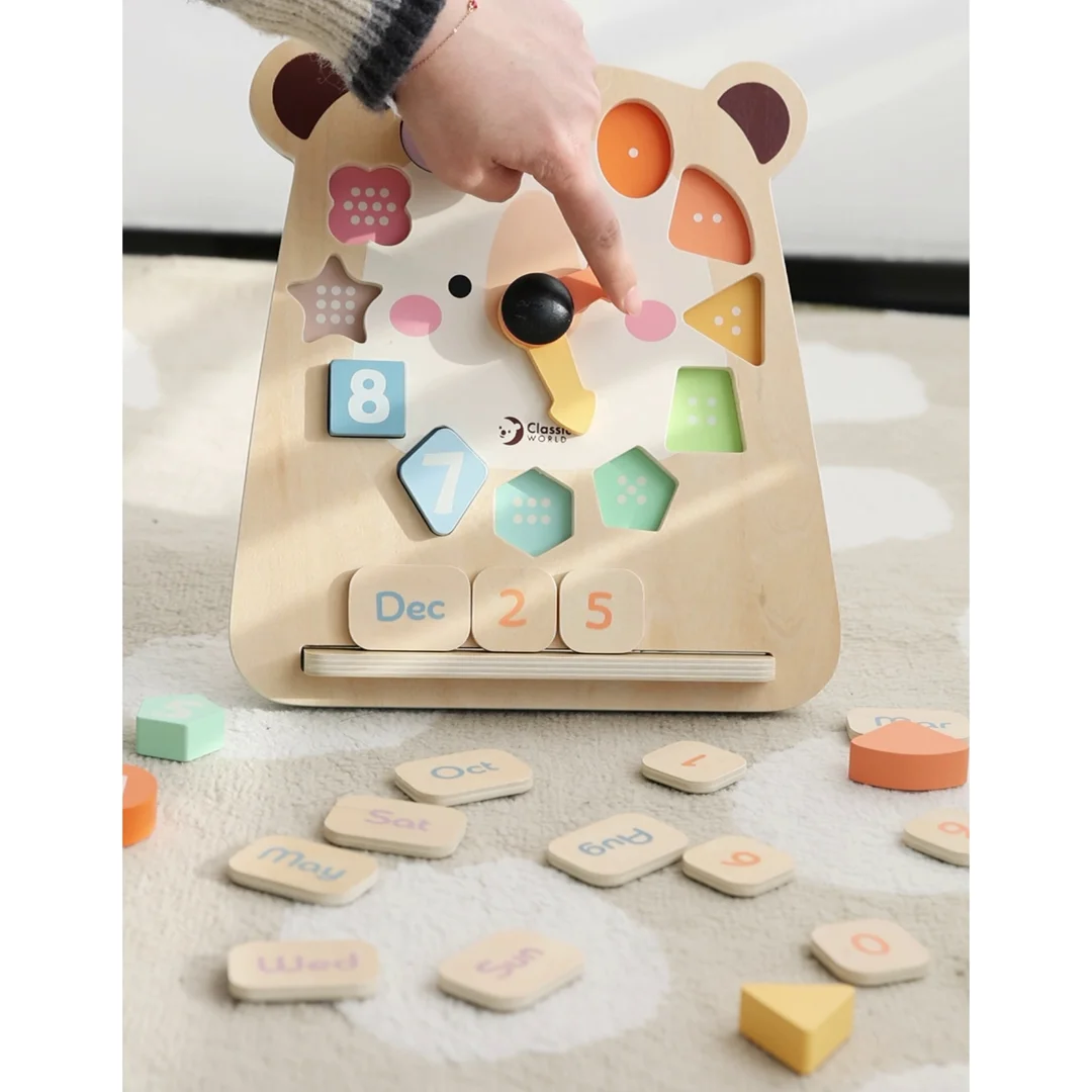 CLASSIC WORLD Zegar Miś Montessori Edukacyjny Nauka Czasu Liczenia i Daty