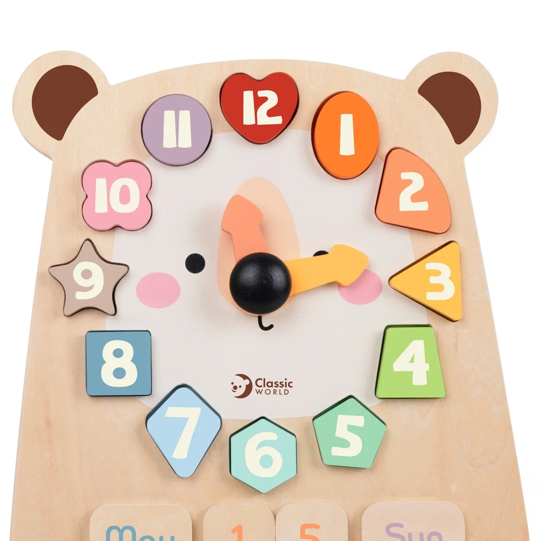 CLASSIC WORLD Zegar Miś Montessori Edukacyjny Nauka Czasu Liczenia i Daty