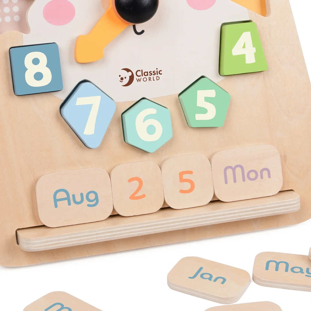 CLASSIC WORLD Zegar Miś Montessori Edukacyjny Nauka Czasu Liczenia i Daty