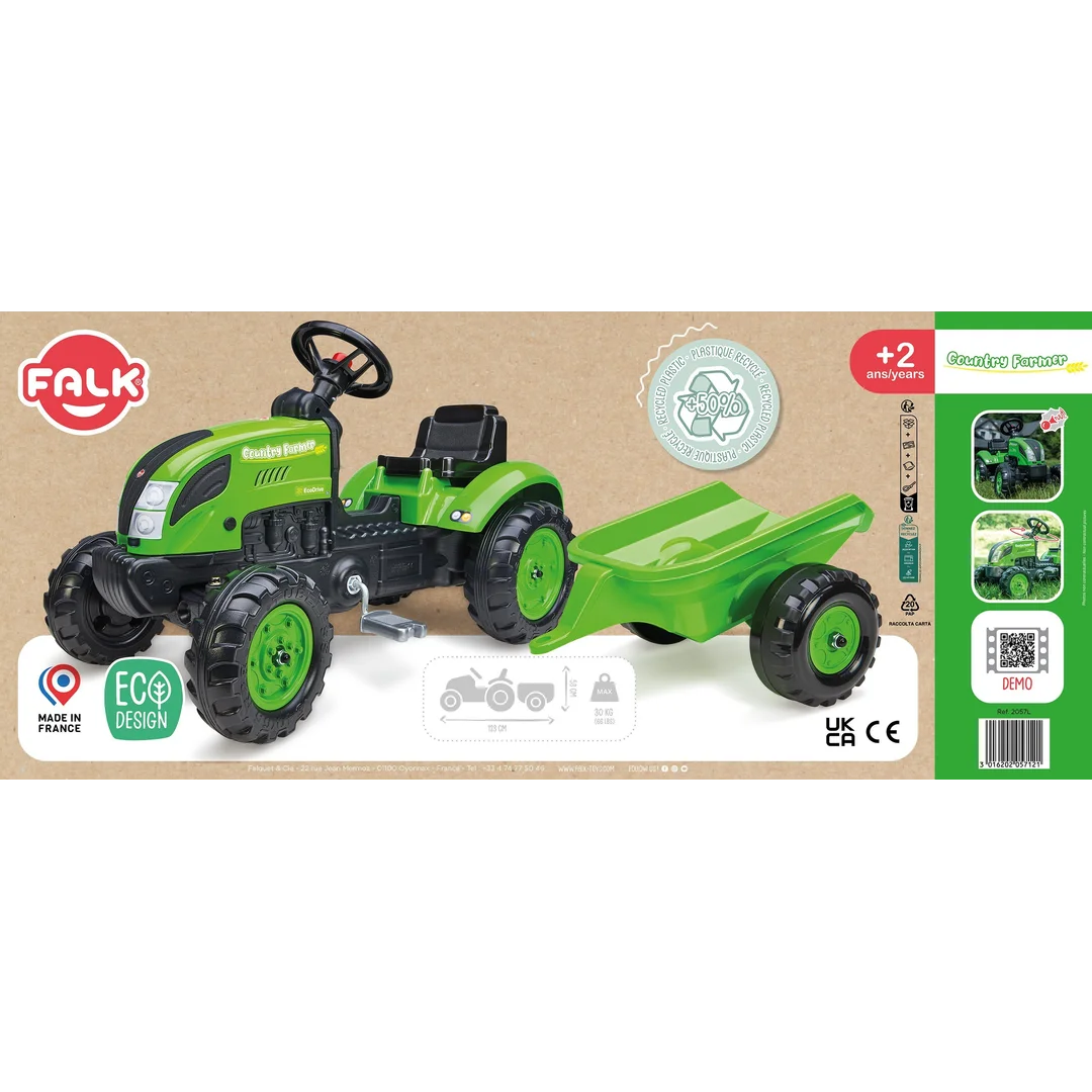FALK Country Farmer Traktorek na Pedały z Przyczepką