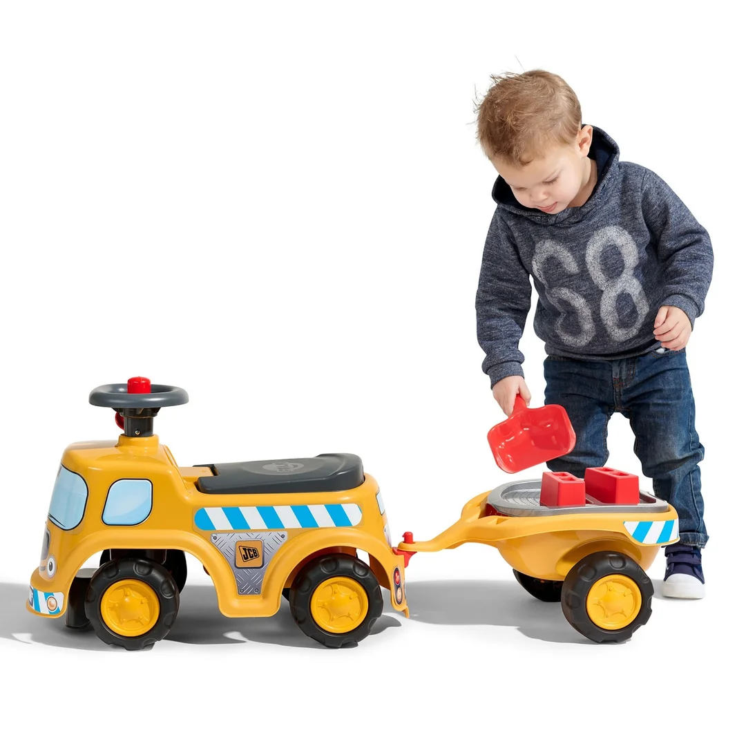 FALK Jeździk Ciężarówka Budowlana JCB z Przyczepą i Akcesoriami