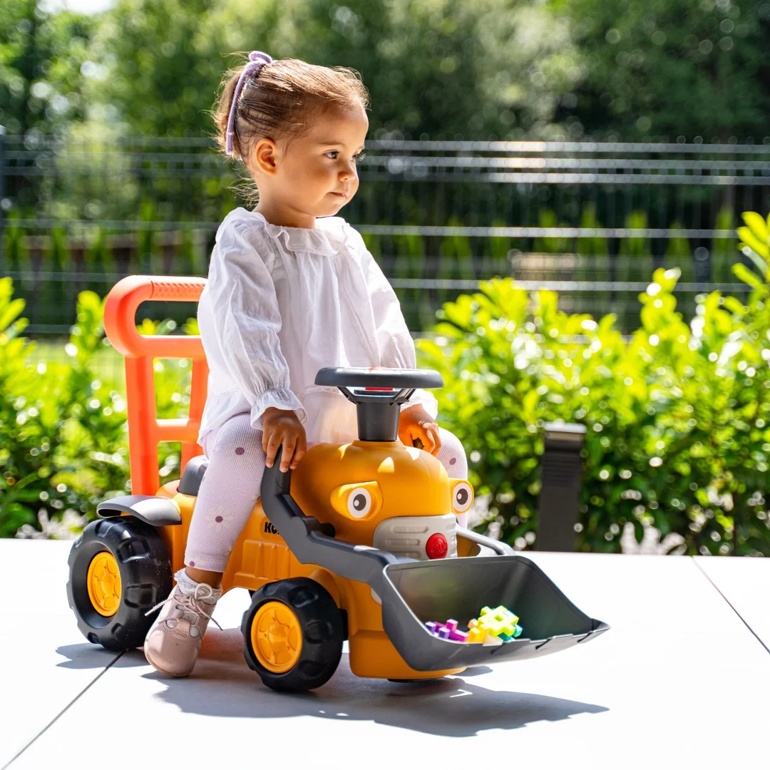 FALK Jeździk Traktor Koparka Komatsu z Łyżką i Klaksonem