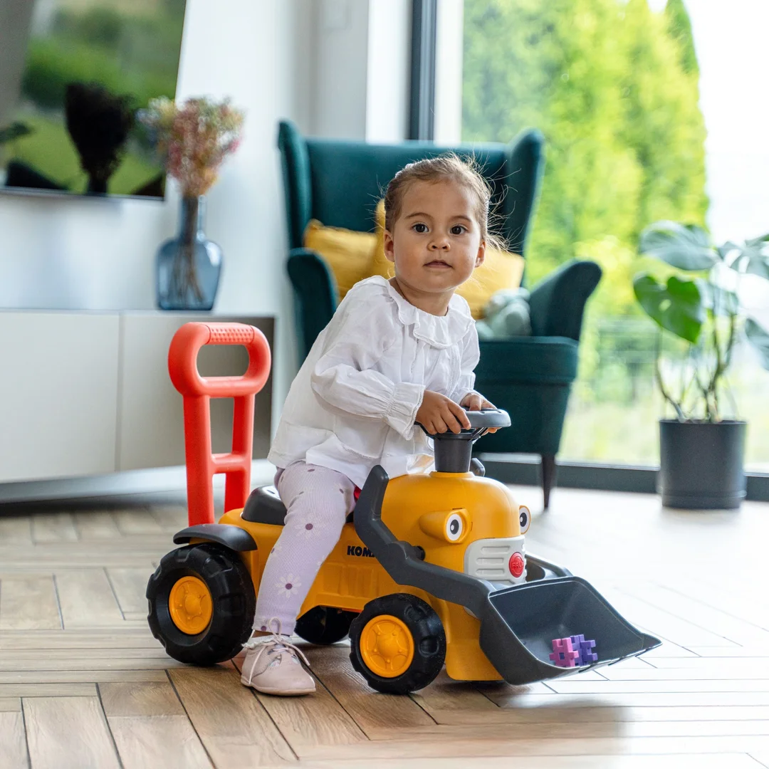 FALK Jeździk Traktor Koparka Komatsu z Łyżką i Klaksonem