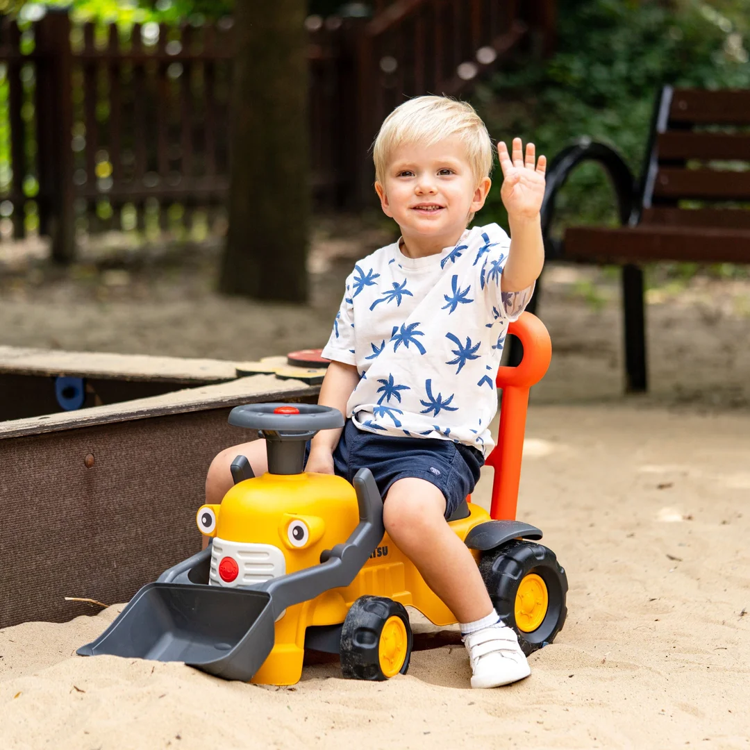 FALK Jeździk Traktor Koparka Komatsu z Łyżką i Klaksonem