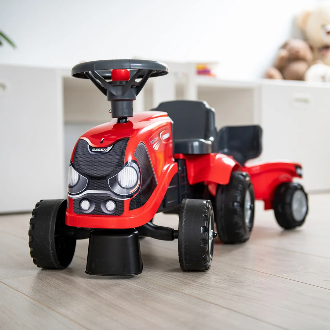 FALK Jeździk Traktorek Baby Case IH Ride On Czerwony z Przyczepką miesięcy