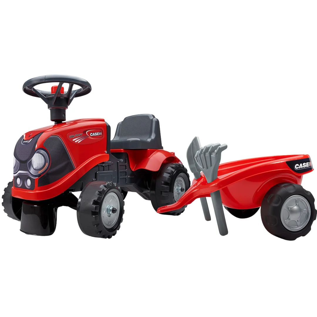 FALK Jeździk Traktorek Baby Case IH Ride On Czerwony z Przyczepką miesięcy