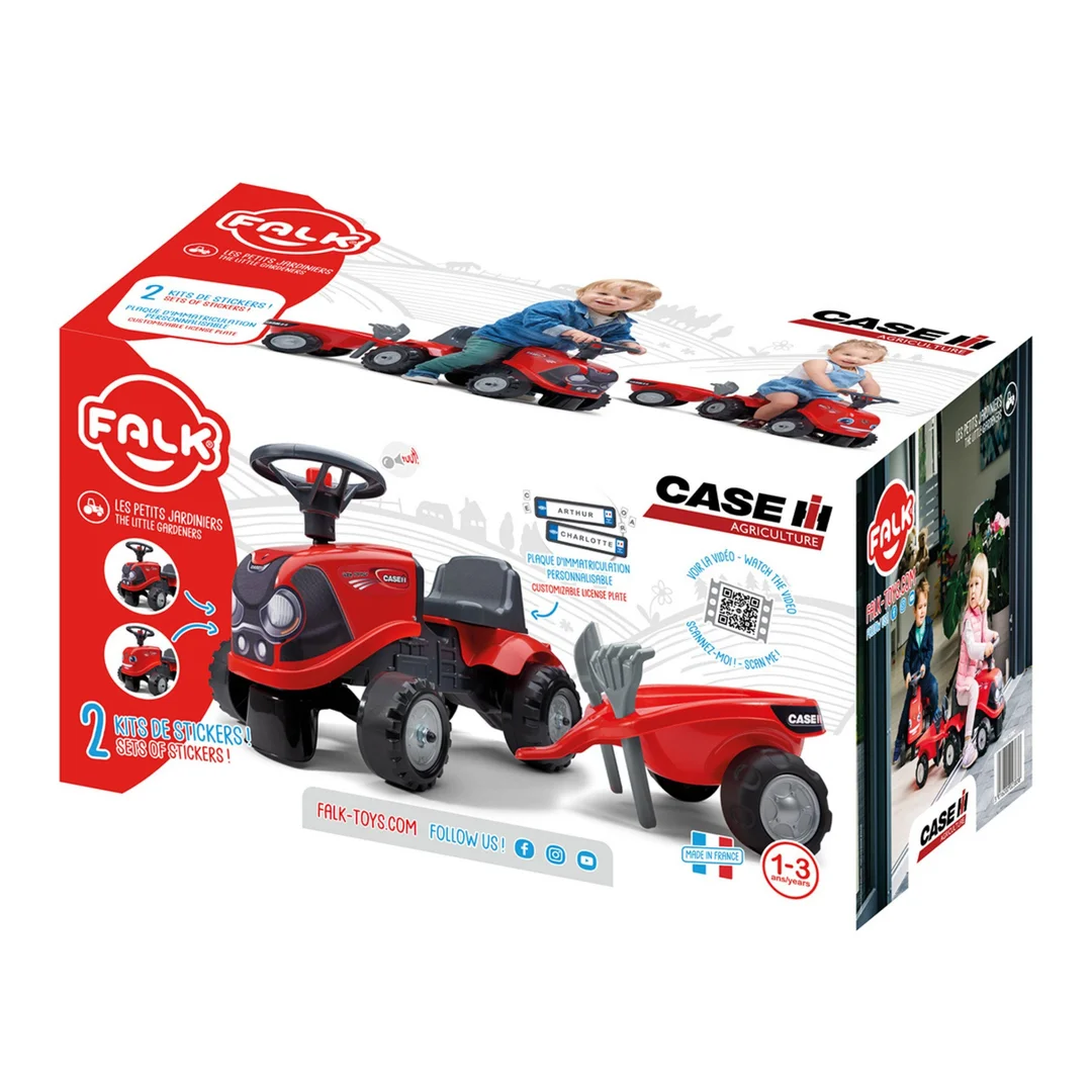 FALK Jeździk Traktorek Baby Case IH Ride On Czerwony z Przyczepką miesięcy