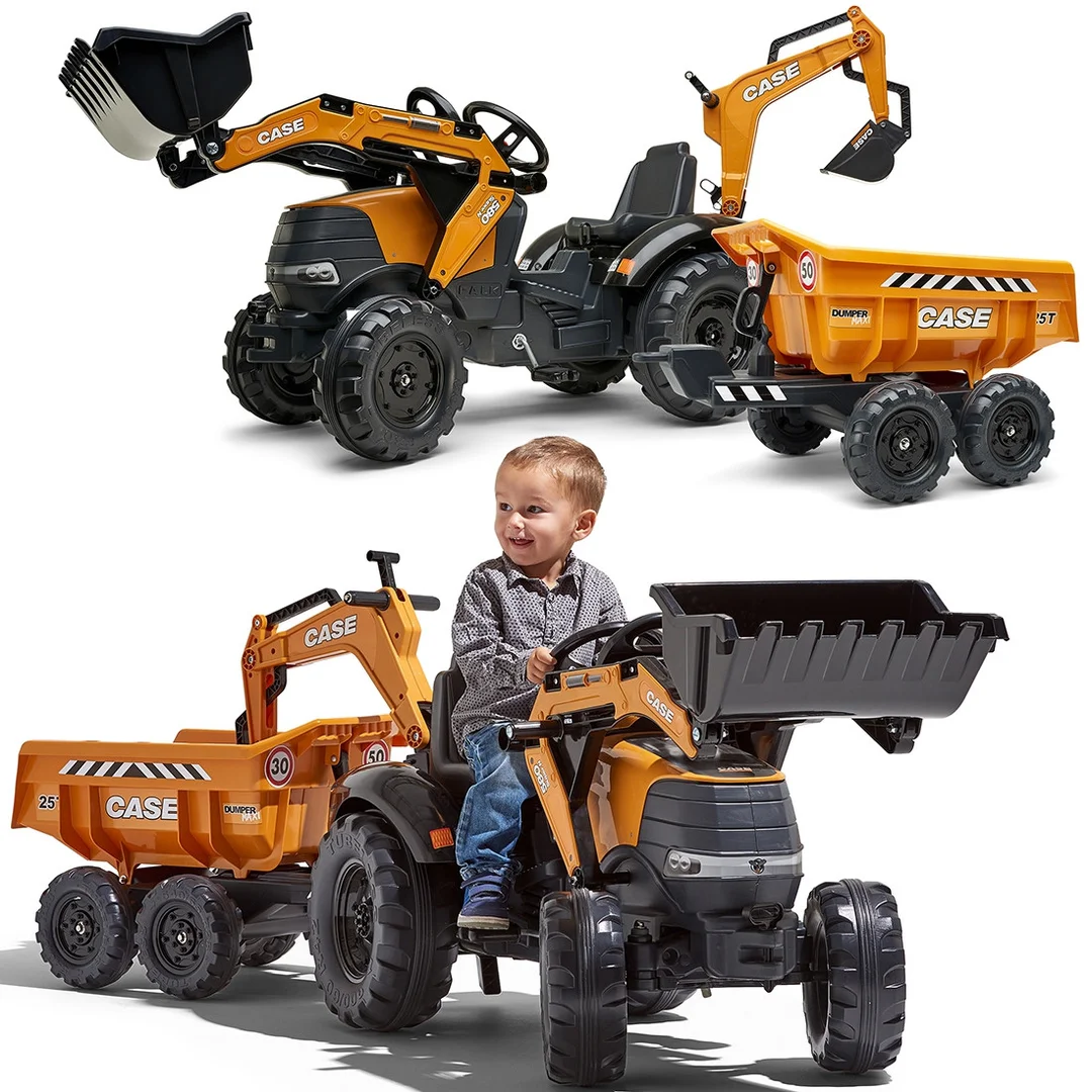 FALK Traktor Z Przyczepką Łyżka Case IH Pomarańczowy