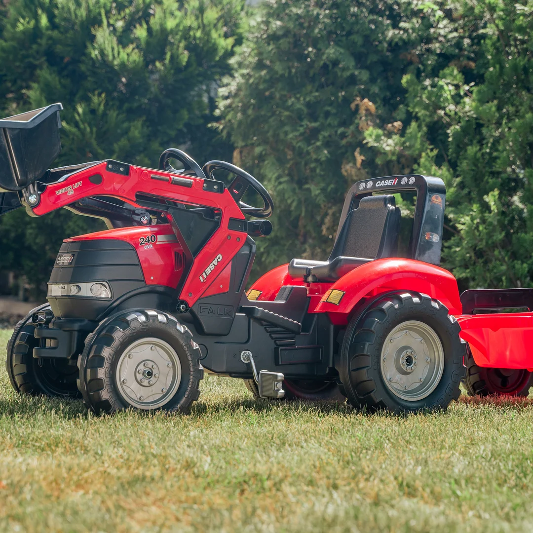 FALK Traktor Case na Pedały z Łyżką i Przyczepką Czerwony