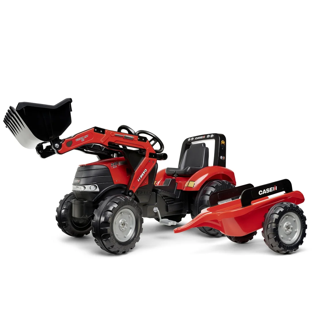 FALK Traktor Case na Pedały z Łyżką i Przyczepką Czerwony
