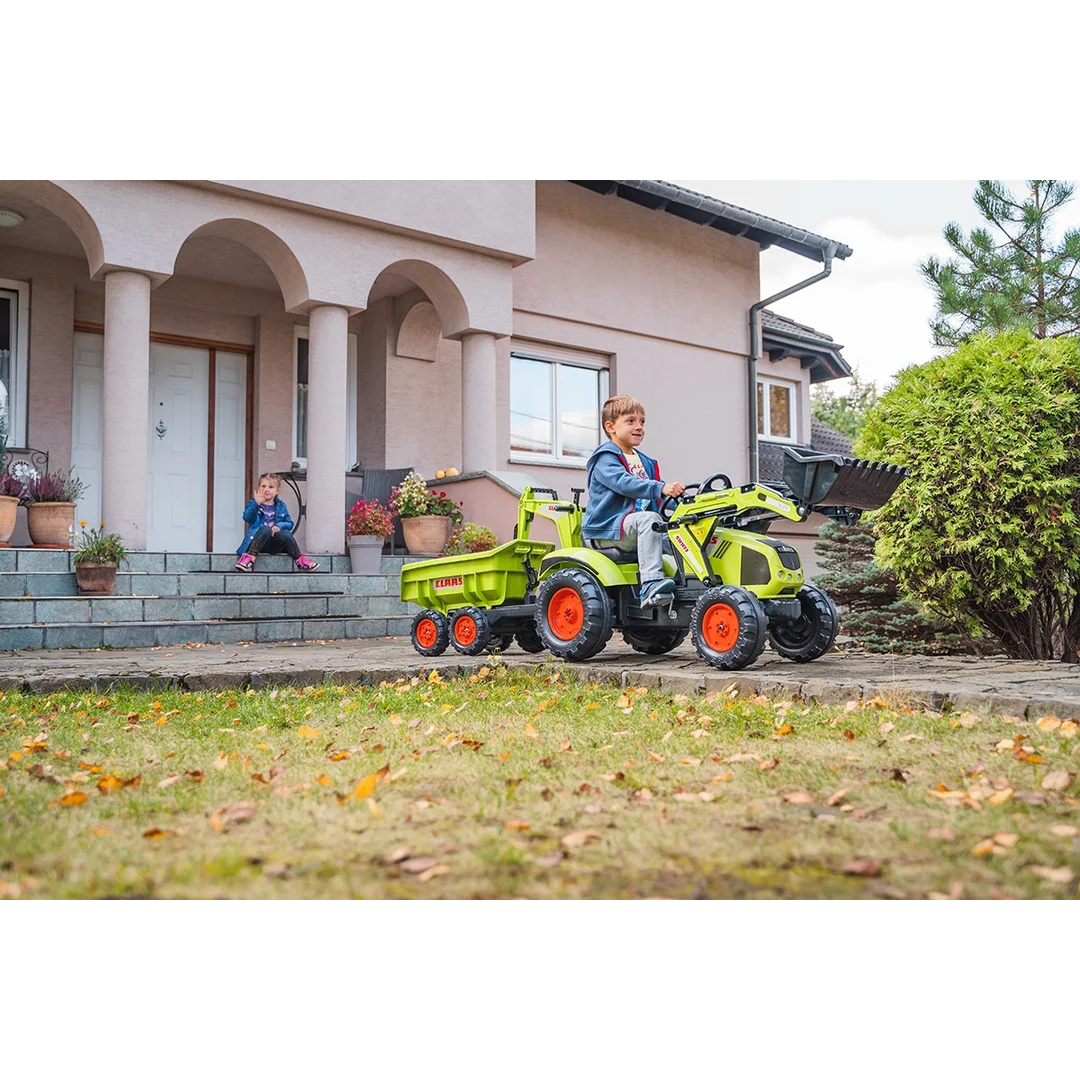 FALK Traktor CLAAS na Pedały z Przyczepą Łyżką i Spychaczem