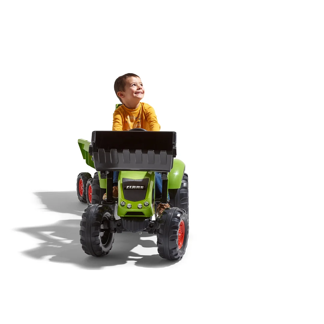 FALK Traktor CLAAS na Pedały z Przyczepą Łyżką i Spychaczem