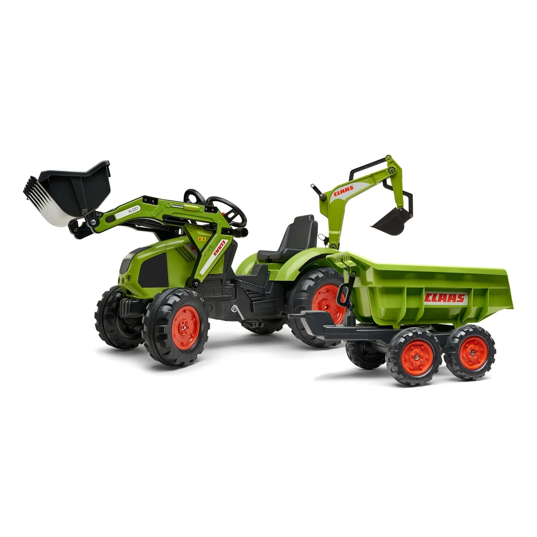 FALK Traktor CLAAS na Pedały z Przyczepą Łyżką i Spychaczem