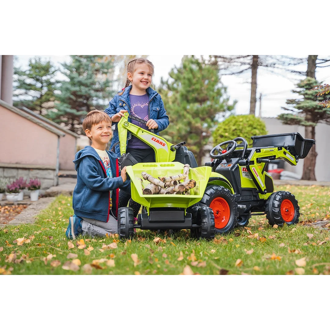FALK Traktor CLAAS na Pedały z Przyczepą Łyżką i Spychaczem