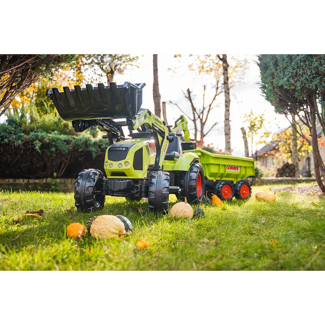 FALK Traktor CLAAS na Pedały z Przyczepą Łyżką i Spychaczem
