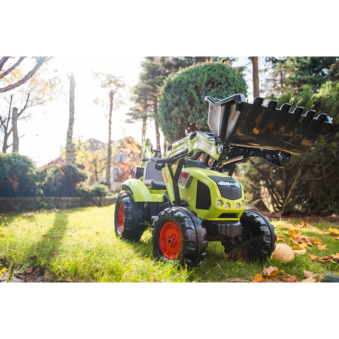 FALK Traktor CLAAS na Pedały z Przyczepą Łyżką i Spychaczem
