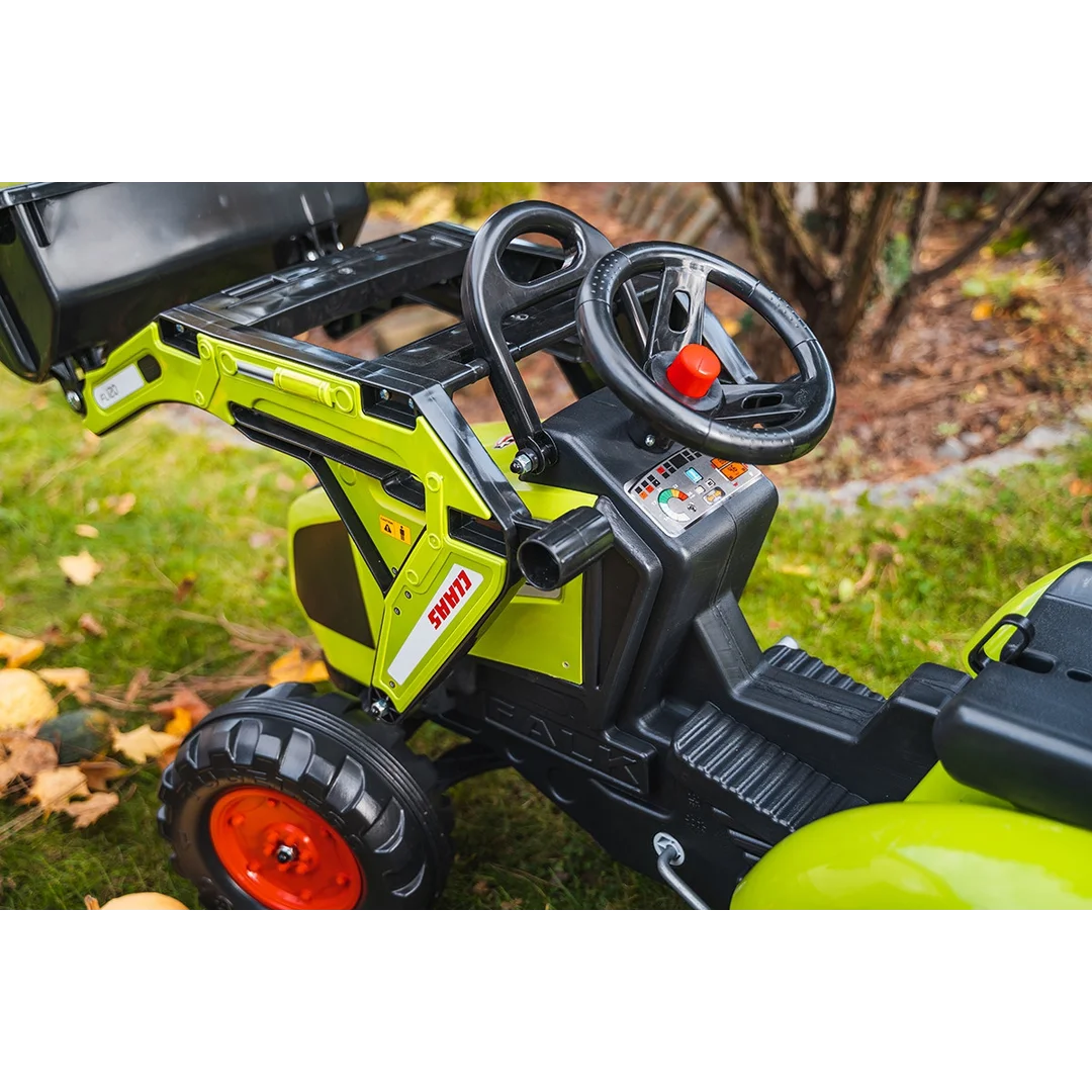FALK Traktor CLAAS na Pedały z Przyczepą Łyżką i Spychaczem