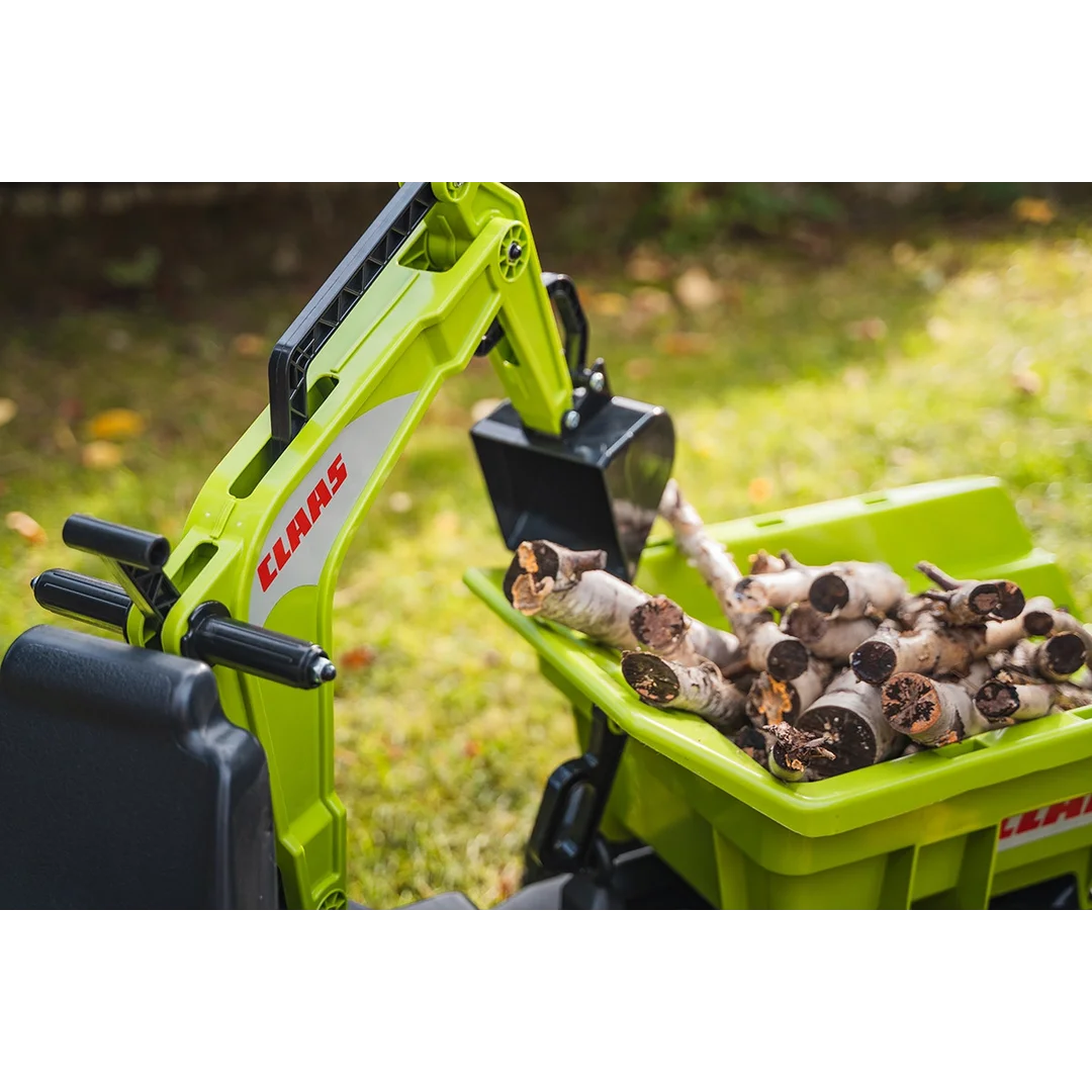 FALK Traktor CLAAS na Pedały z Przyczepą Łyżką i Spychaczem