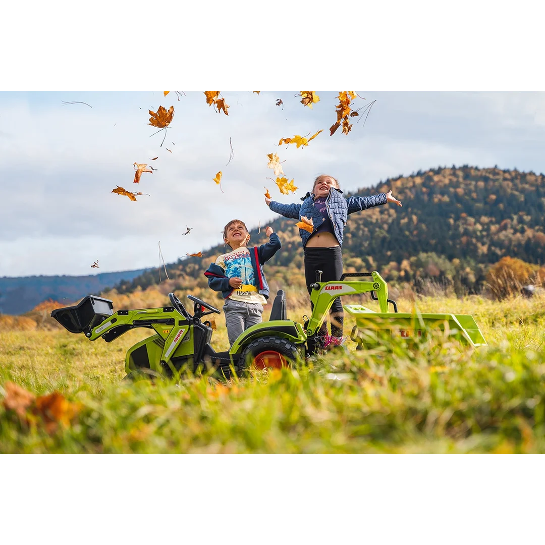 FALK Traktor CLAAS na Pedały z Przyczepą Łyżką i Spychaczem