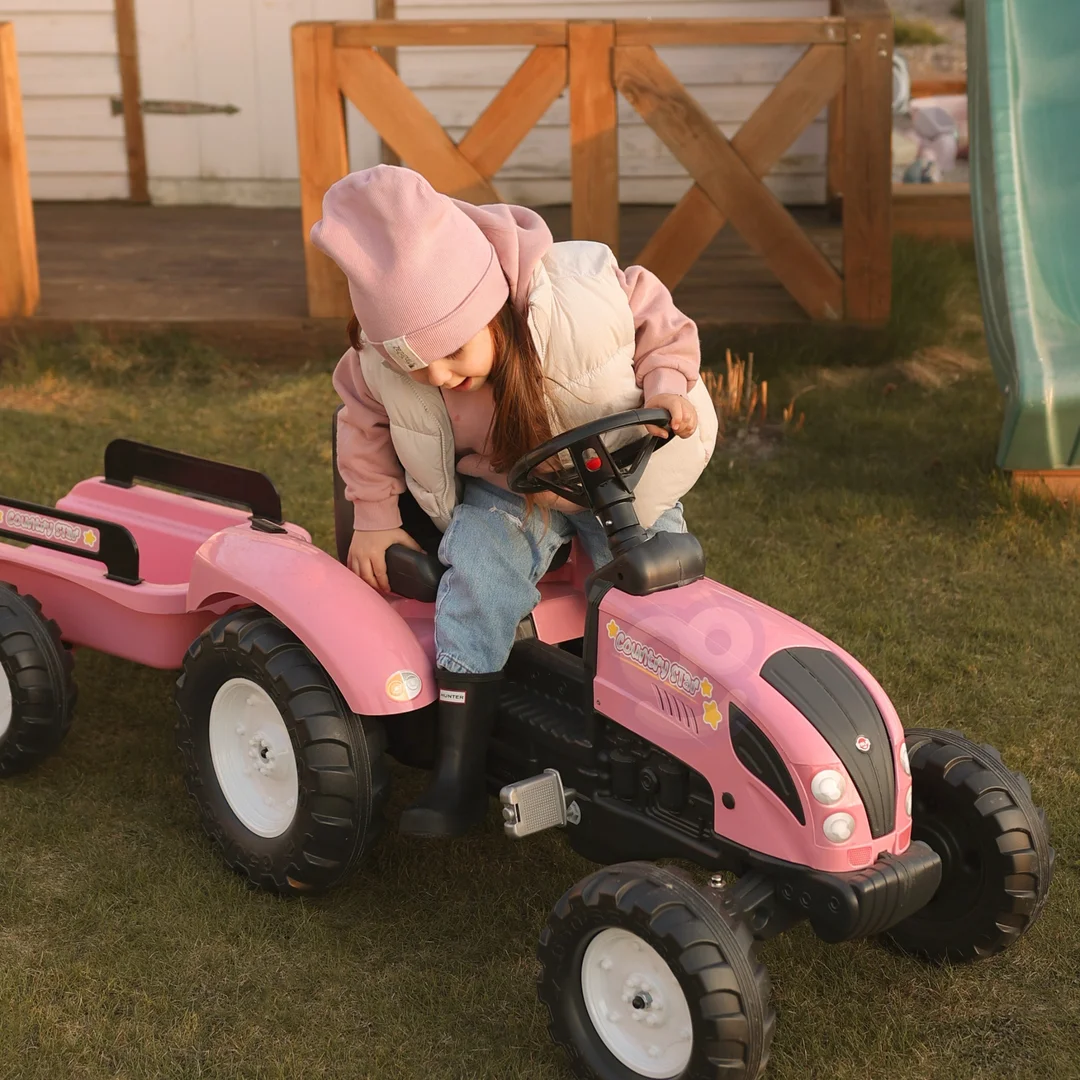 FALK Traktor Country Star Różowy na Pedały Przyczepka i