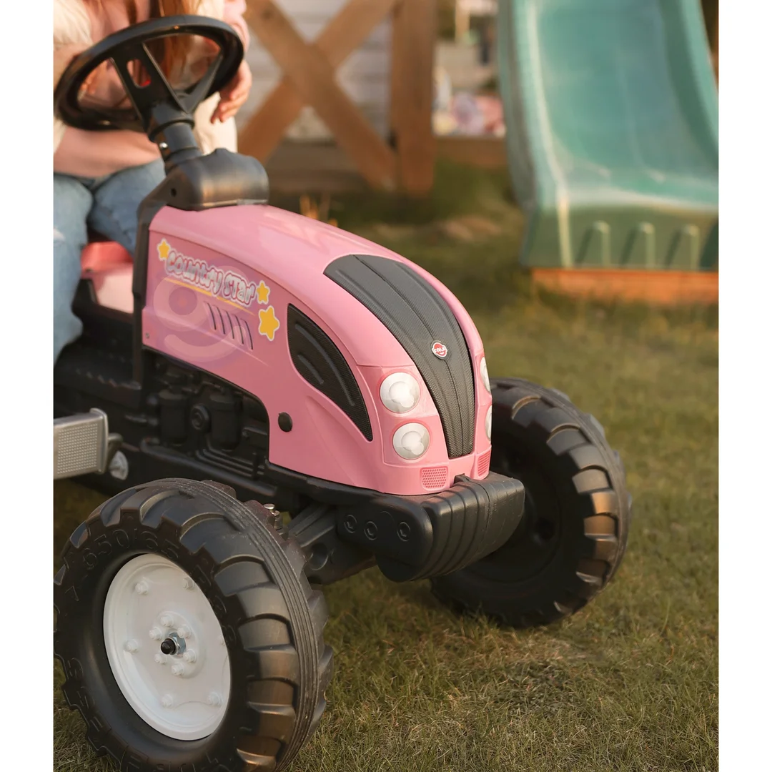 FALK Traktor Country Star Różowy na Pedały Przyczepka i