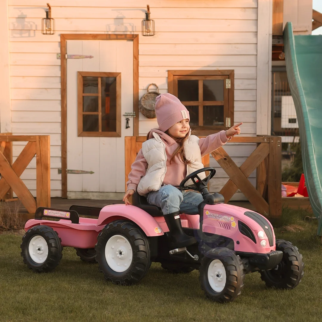 FALK Traktor Country Star Różowy na Pedały Przyczepka i