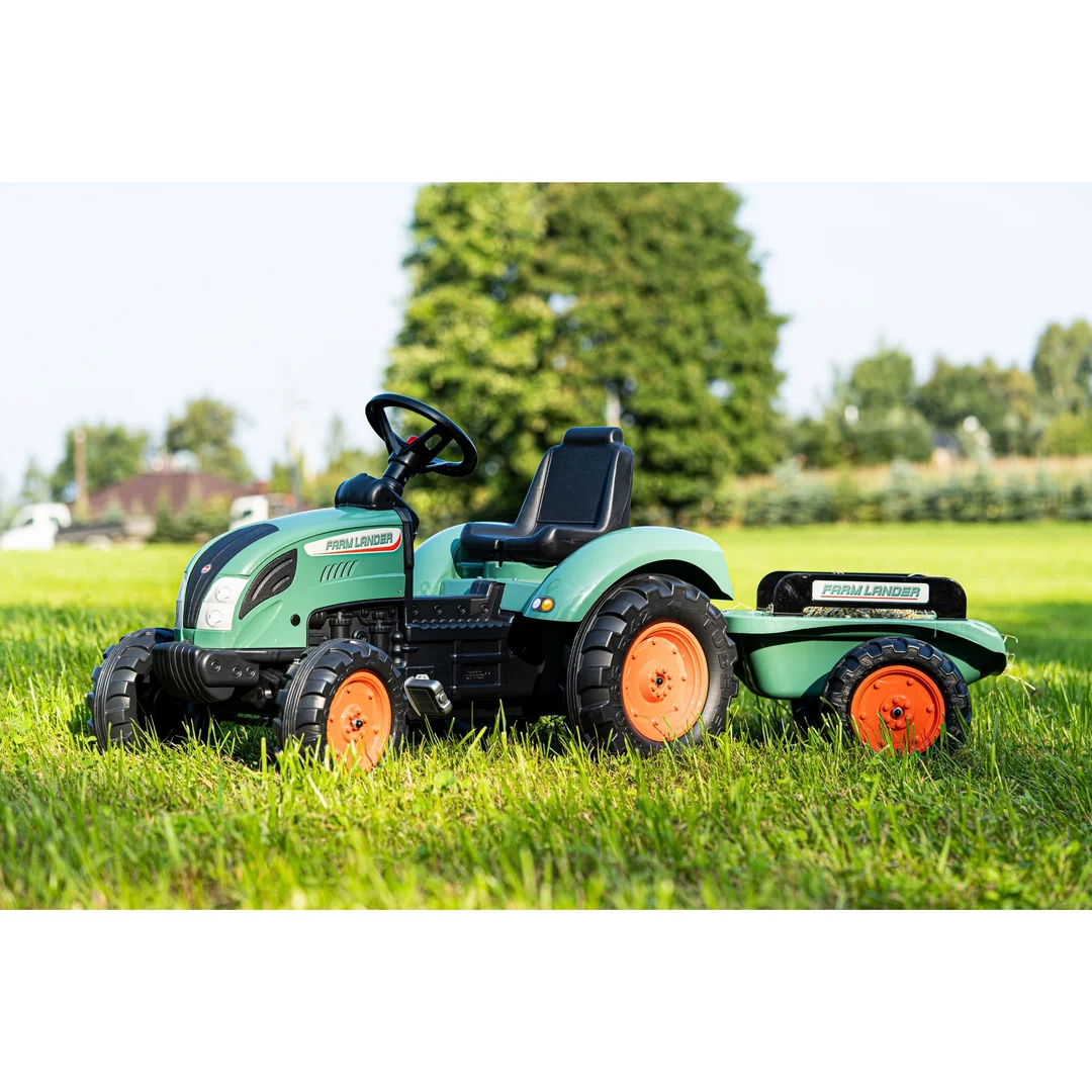 FALK Traktor Lander Zielony na Pedały z Przyczepką