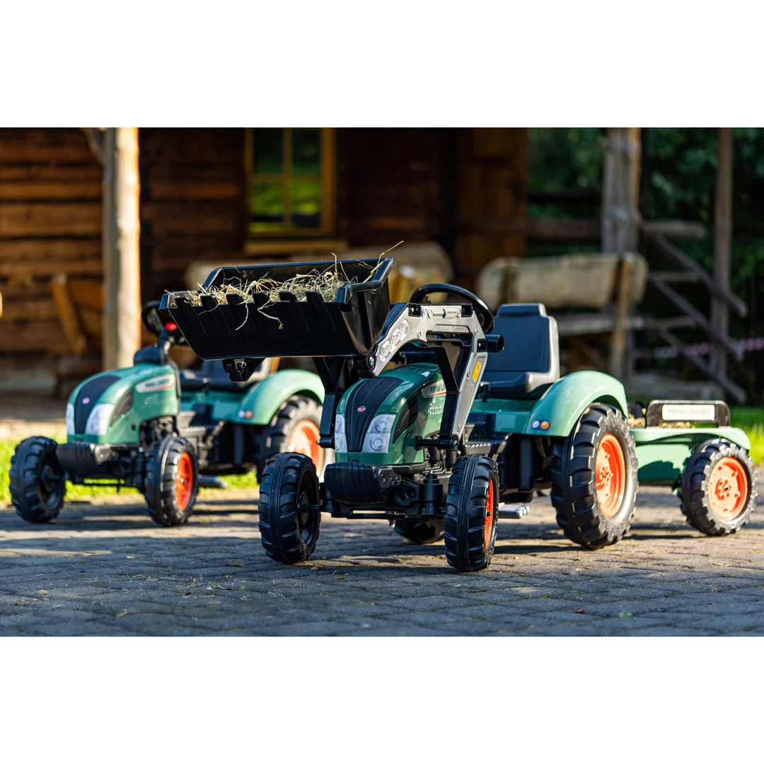 FALK Traktor Lander Zielony na Pedały z Przyczepką