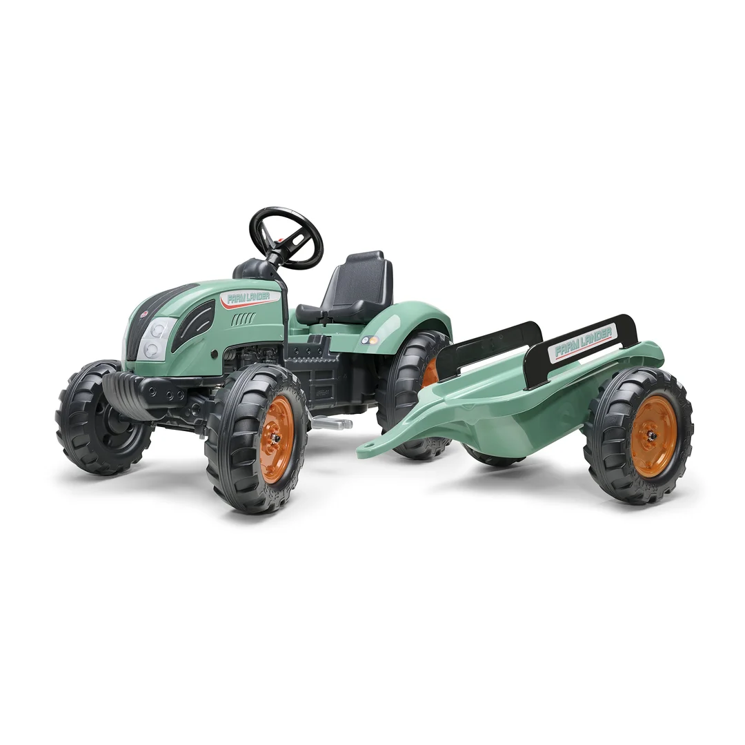 FALK Traktor Lander Zielony na Pedały z Przyczepką