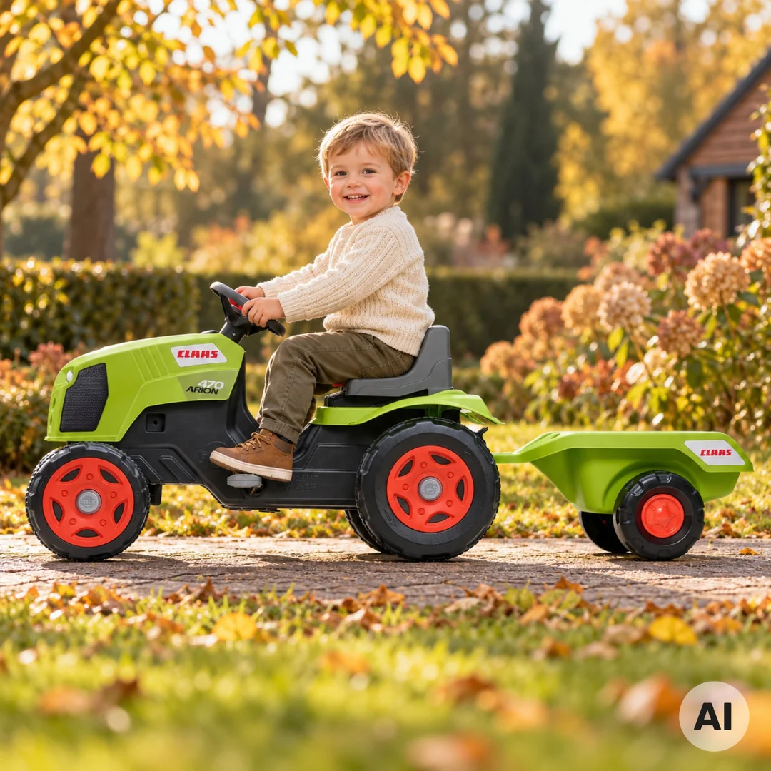 FALK Traktor na Pedały Claas z Przyczepą i Otwieraną Maską