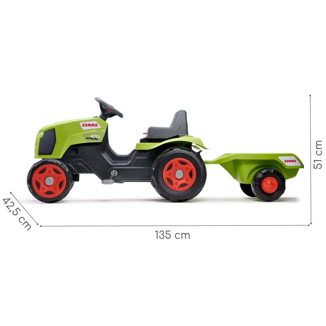 FALK Traktor na Pedały Claas z Przyczepą i Otwieraną Maską