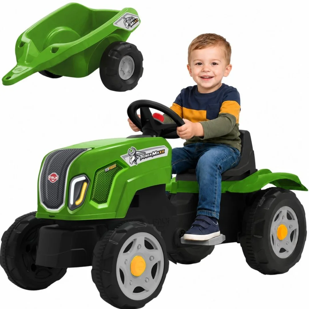 FALK Traktor na Pedały Claas Terra Maxx z Przyczepą i Otwieraną Maską