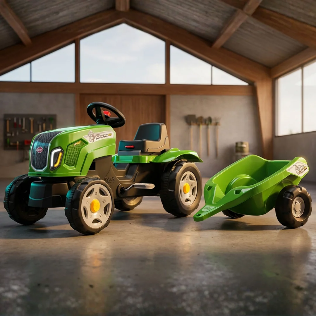 FALK Traktor na Pedały Claas Terra Maxx z Przyczepą i Otwieraną Maską