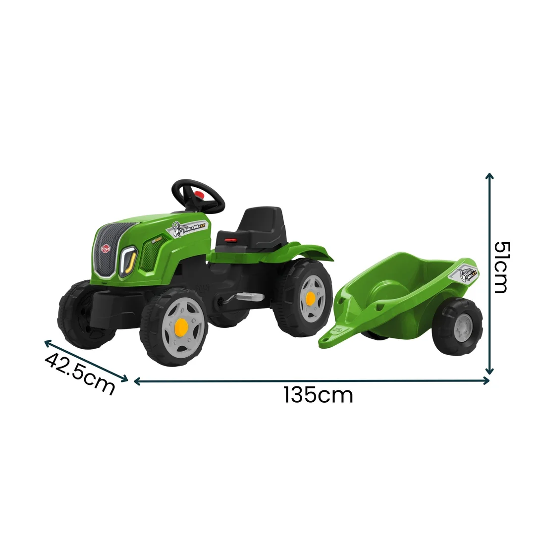 FALK Traktor na Pedały Claas Terra Maxx z Przyczepą i Otwieraną Maską