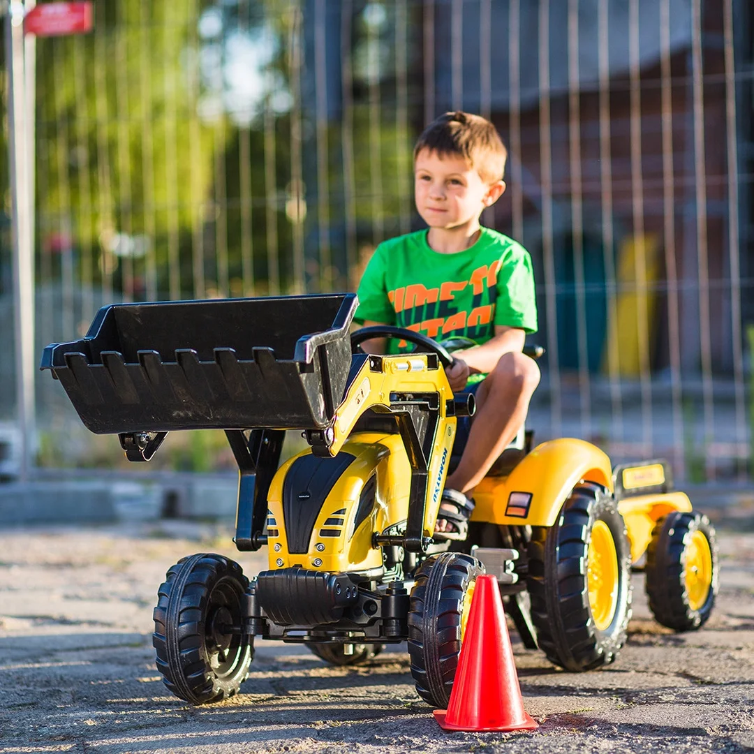 FALK Traktor na Pedały Komatsu Koparko Ładowarka z Przyczepą