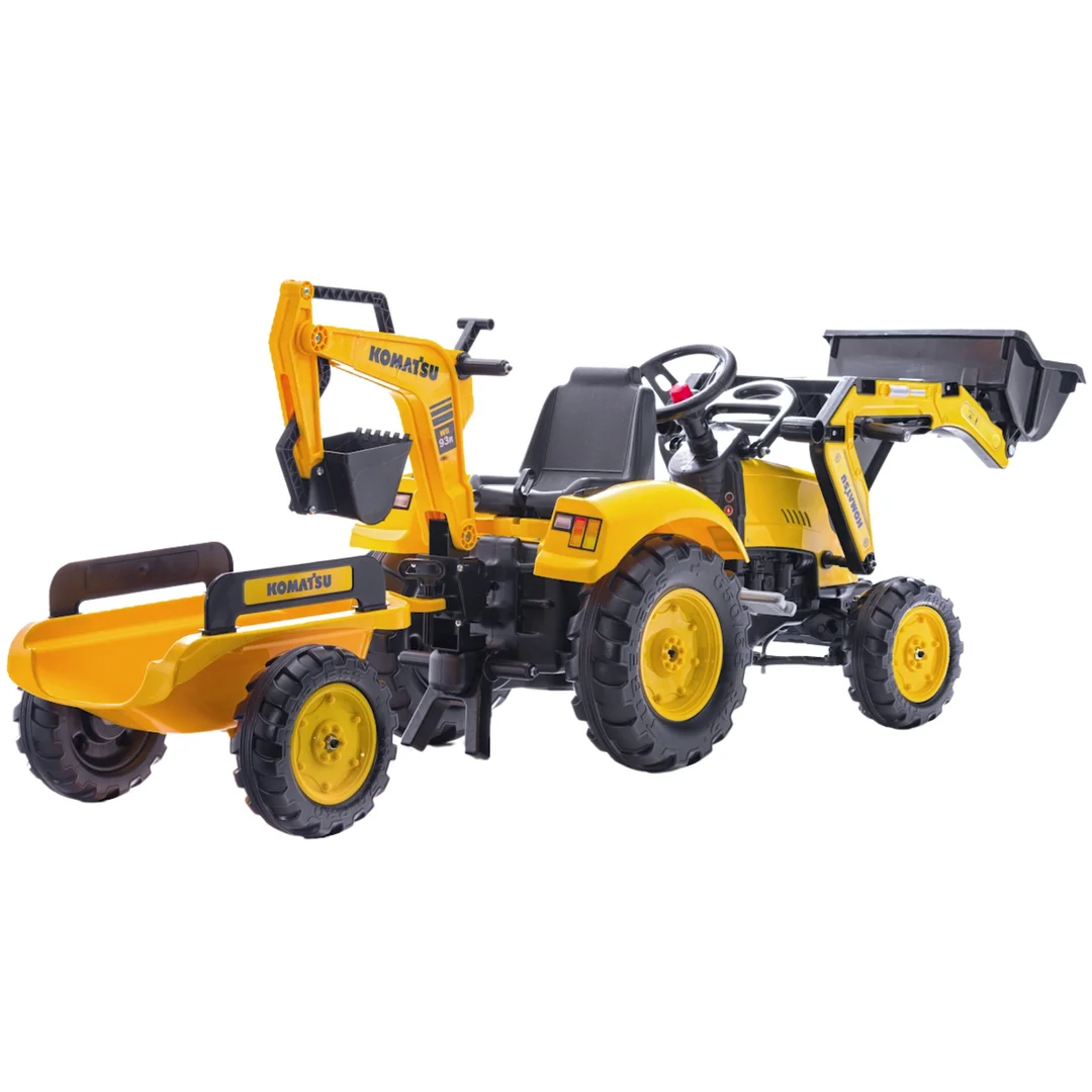 FALK Traktor na Pedały Komatsu Koparko Ładowarka z Przyczepą
