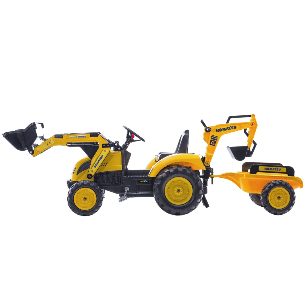 FALK Traktor na Pedały Komatsu Koparko Ładowarka z Przyczepą