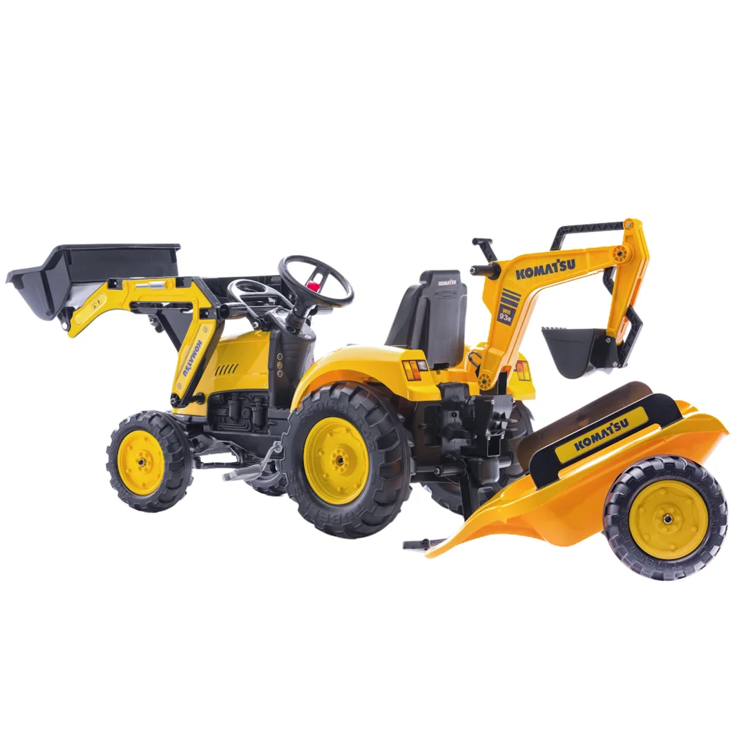 FALK Traktor na Pedały Komatsu Koparko Ładowarka z Przyczepą